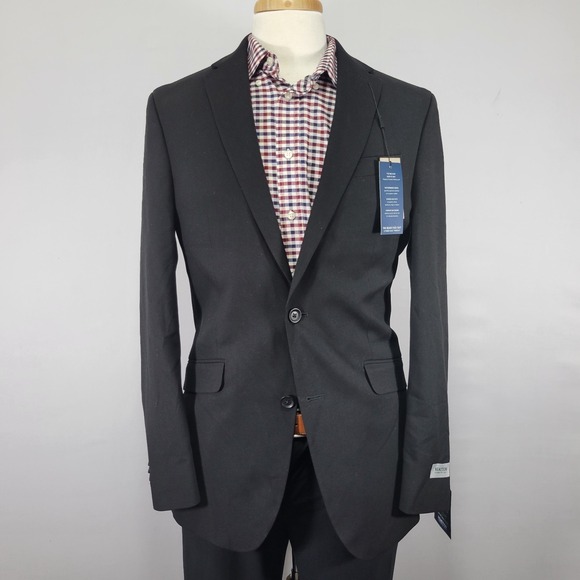 Kenneth Cole Reaction Men's Sport Coat Blazer Two Button Black TECHNI-COLE 40L - Picture 1 of 13
